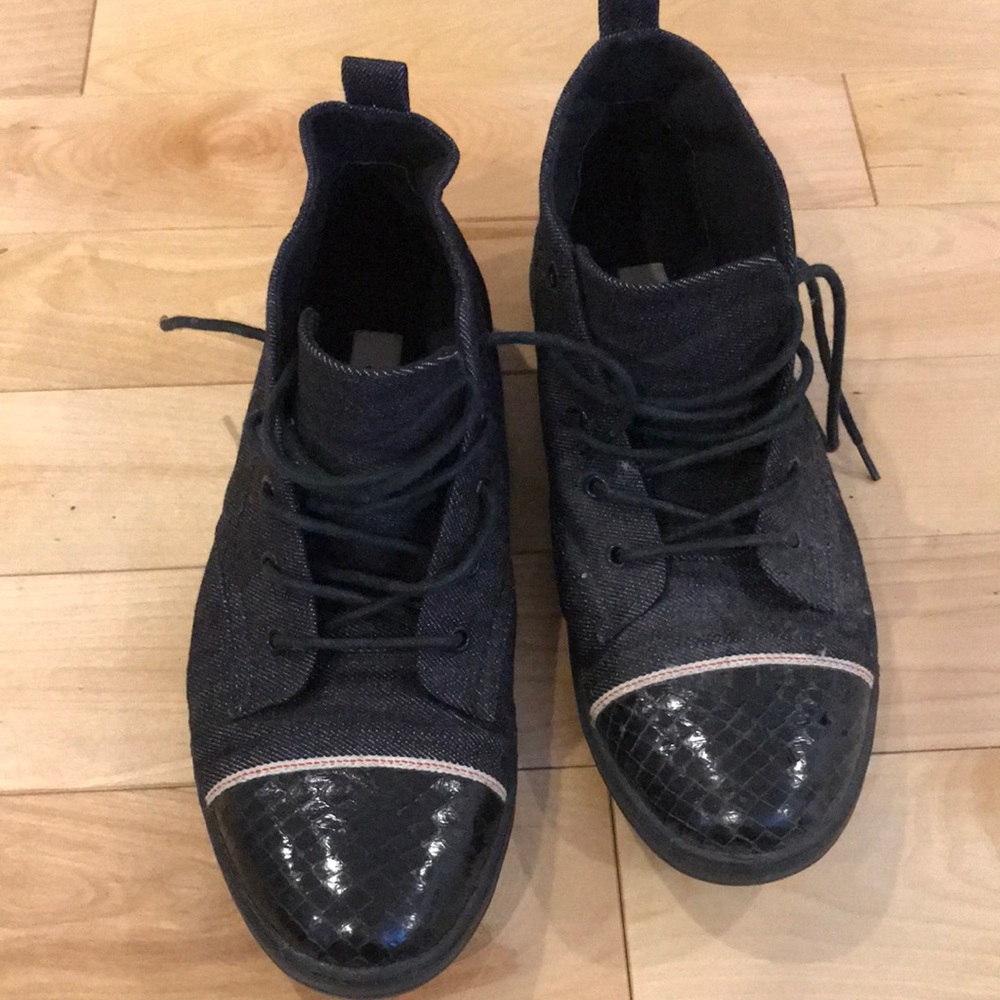 Black selvedge raw denim black shoes